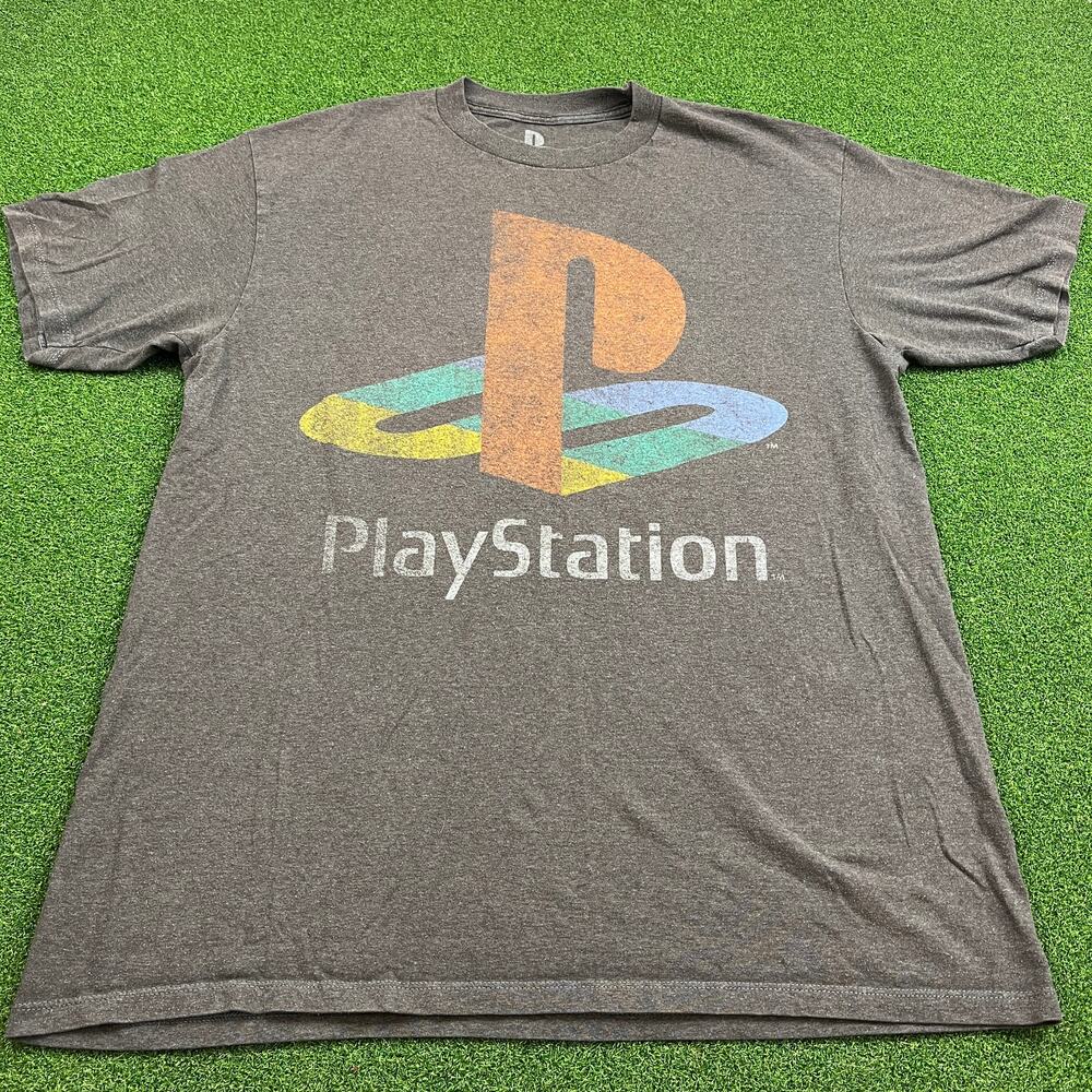 Sony Playstation Classic Logo Gaming Console Gray T-Shirt Sz XLT